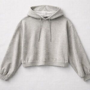 Women’s ACX Active Cropped Hoodie Sweatshirt Light Gray (L)Soft Stretch Blend